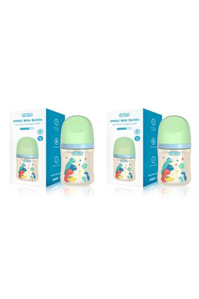 dr.Isla قطعتان من زجاجات الرضاعة للأطفال الرضع سعة 160 مل مصنوعة من مادة البو...
