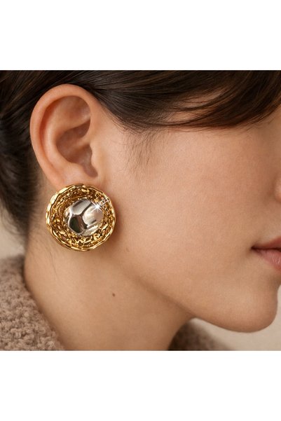 TAUPE Bijoux أقراط جودي الدائرية ذات الشكل الهندسي