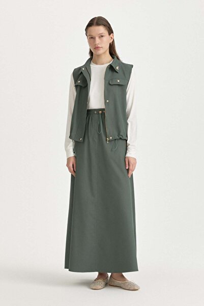 Nihan Kanvas Etekli Yelek Takım Zümrüt