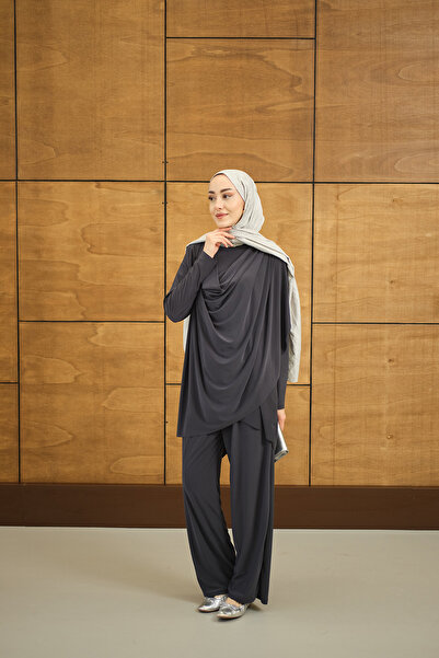 LOCCO Ženski odeljak s običnim izrezom i detaljnim izrezom na leđima, sivi