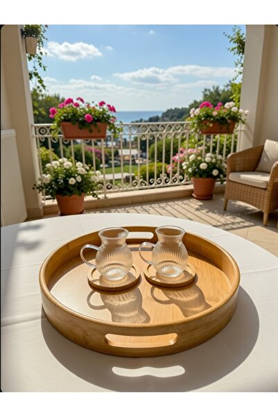 BALSA Bambu Yuvarlak Sunum Tepsisi 35 cm