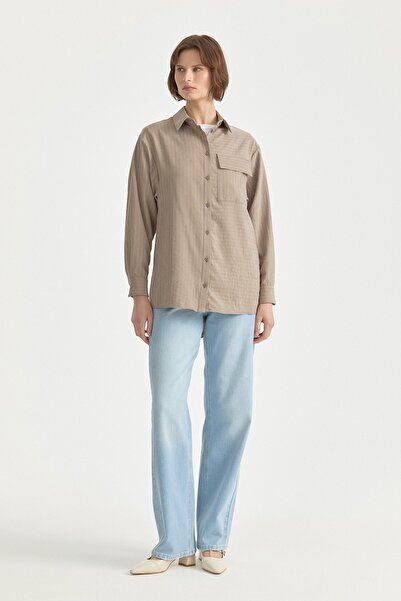 Nihan Striped Pocket Detail Tunic Mink