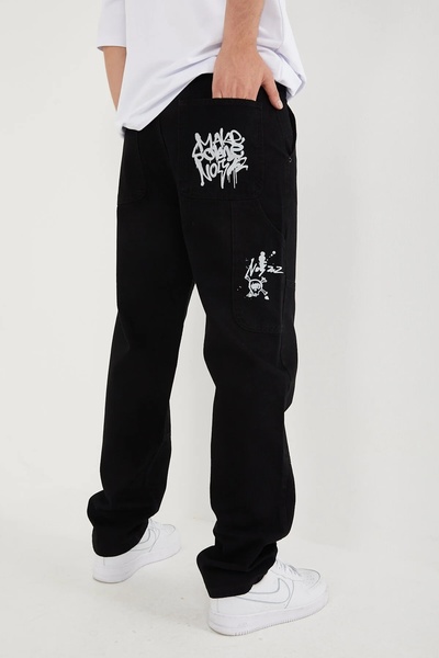 DIFRANSEL JEANS Erkek Cep Detaylı Baskılı Baggy Pantolon