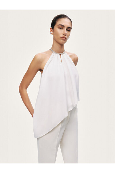 Nocturne Taş Detaylı Asimetrik Bluz