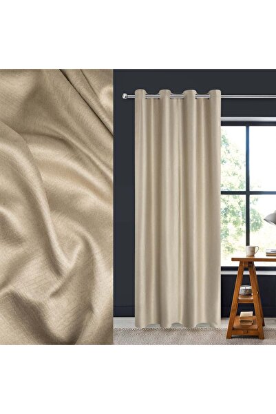 OEM Perdea Decorativa Bej Shiny cu Dungi Reliefate cu Inele 140x260cm