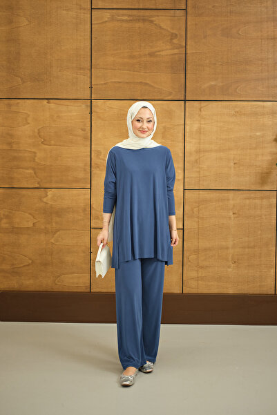 LOCCO Ženski dupli set sa bočnim prorezima, indigo plava