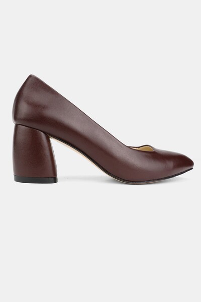 TUNAELLİ Pantofi clasici cu toc din piele naturală bordeaux pentru femei, măr...