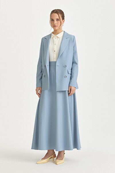 Nihan Kruvaze Kapama Blazer Ceket Açık Mavi
