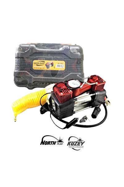 SEGASAN BÜYÜK HAVA KOMPRESÖRÜ ÇİFT PİSTONLU FENERLİ AKÜ BAĞLANTILI
