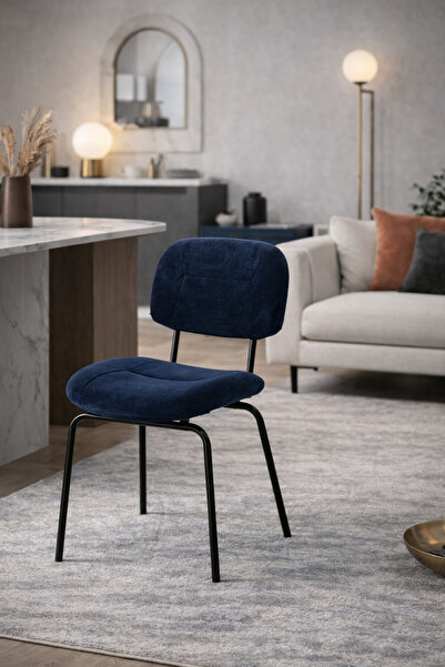 N.zone كرسي طعام نوفا مودرن مبطن قماش بيج فاخر بأرجل معدنية سوداء مريح لغرفة ...