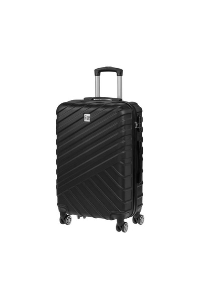 Lumi LUXURY Black Trolley Suitcase with Striped Stripes 60L 45x25x67cm