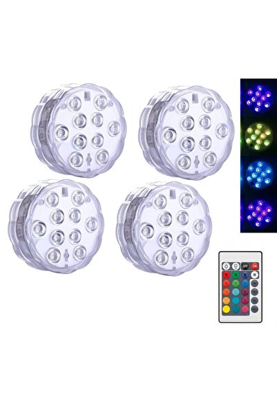 zola Set of 4 submersible LED lamps IP68, 10 LEDs, 4 modes, remote control, 7...