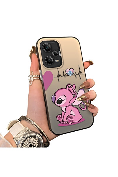 ucuc Redmi Note 12 Pro 5G Uyumlu Stitch Çifti Deseni Kılıf Sert Akrilik Arka ...