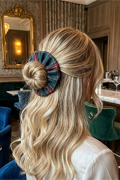 Happyline Plaid Pattern Fabric Hair Elastic, Bun Clip, Hair Clip, Elastic Cli...