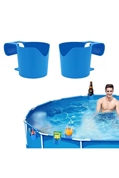 zola Σετ 2 ποτηροθηκών πισίνας, με στερέωση στο πλαίσιο, 15 x 9 εκ., μπλε