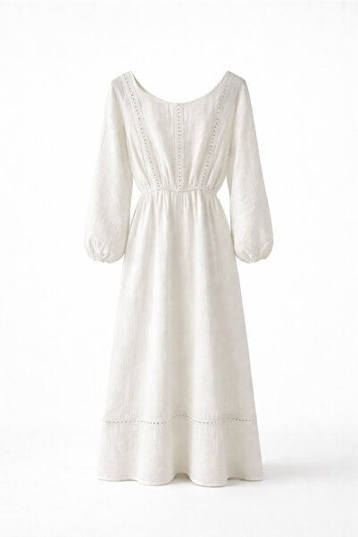 HAZELANNA Gümüş Boncuklu Müslin Elbise