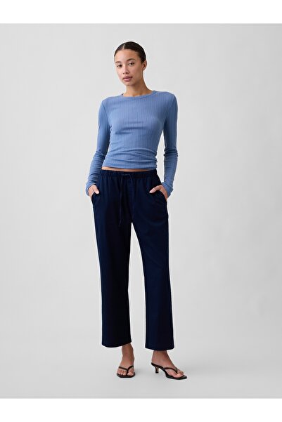 GAP Kadın Lacivert Mid Rise Kolay Twill Pantolon