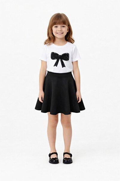 Nacar Kız Çocuk Fiyonk Detaylı Etekli Takım 23 Nisan 29 Ekim Gösteri Kıyafeti