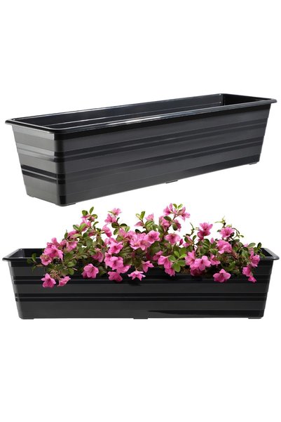 KADAX Ghiveci de balcon, ghiveci mare de 60 cm, pachet de 4 buc., suport pentru flori, antracit
