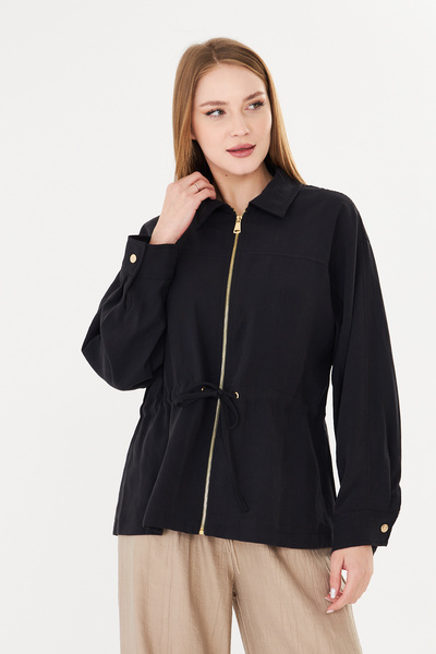 PIQUE Women's Coats Women's Waist-Fitted Shirt with Zipper