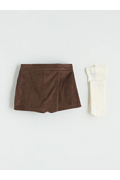 LC Waikiki Brown Elastic Waist Baby Girl Shorts Skirt and Pantyhose from Güli...