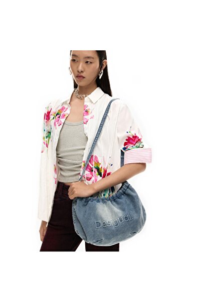 Desigual Women's handbag and shoulder bag, Desigual, Half Logo Denim, Blue