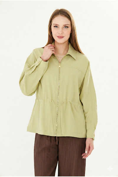 PIQUE Women's Coats Women's Waist-Fitted Shirt with Zipper