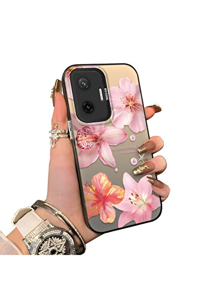 ucuc حافظة حماية للعدسات من السيليكون الصلب أكريليك متوافقة مع Poco F7 بنمط زنبق