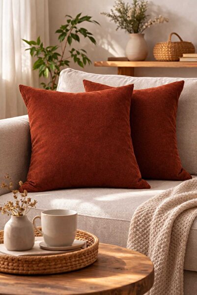 BURCIN HOME طقم كيريت غطاء وسادة مقاس 45×45 سم مكون من قطعتين D وسادة تزيينية...