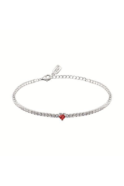 LA PETITE STORY La Petite Story bracelet, 925 silver, white crystals, red hea...