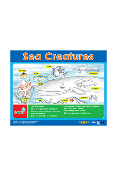 123Publishing House مخلوقات البحر - لوحة جدارية باللغة الإنجليزية