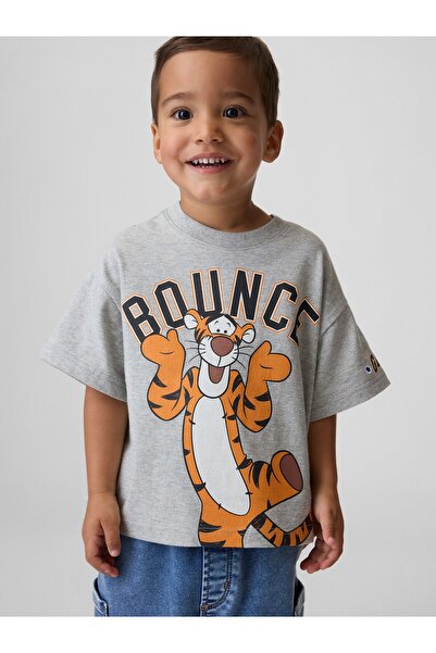 GAP Erkek Bebek Gri Winnie The Pooh Oversized Grafik Baskılı T-Shirt