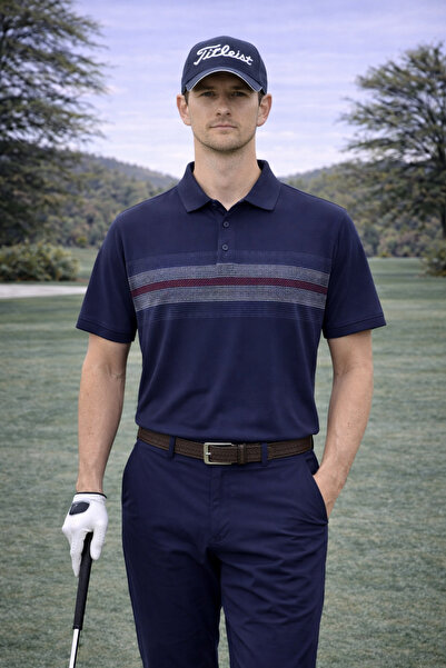 Maccali Muška Sa deznom majica s polo izrezom u tamnoplavoj boji, opuštenog k...