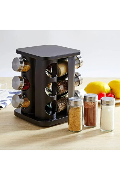 TIDY 12-piece rotating spice rack organizer made of rust-resistant stainless ...