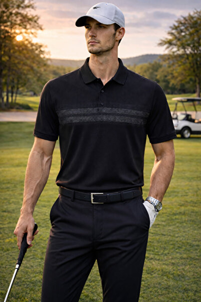 Maccali Ανδρικό μπλουζάκι Με σχέδιο Relax Fit με μαύρο γιακά πόλο