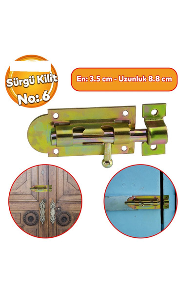 AKN Sürgü Kilit No:6 Kilit Ahşap Pvc Demir Kapı Pencere Sürgüsü Emniyet Kilid...