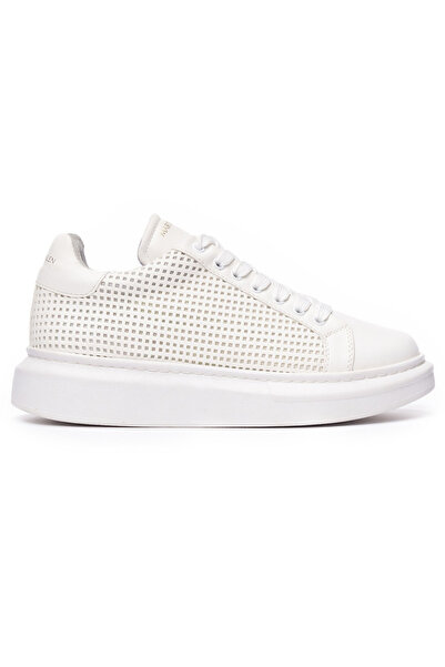 martin valen Erkek Designer Nefes Alan File Beyaz Sneakers