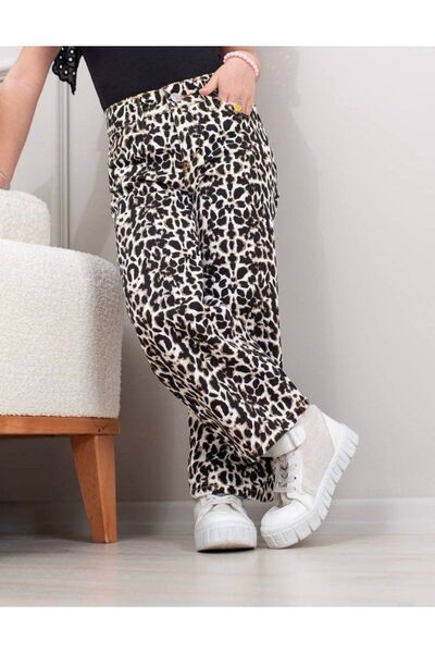BERFONZO KIDS devojčica Leopard dezen Široke nogavice pantalone