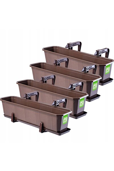 KADAX Cutie de balcon 60 cm Ghiveci de flori Suport pentru ghiveci Mânere 4 b...