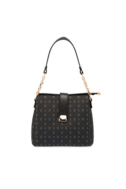 Tergan Siyah Print Kadın Omuz Çantası - S26Y1PR09178-T0E