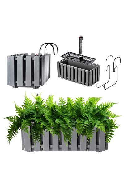 KADAX Ghiveci de balcon cu mânere, 38x18x16,5 cm, gri