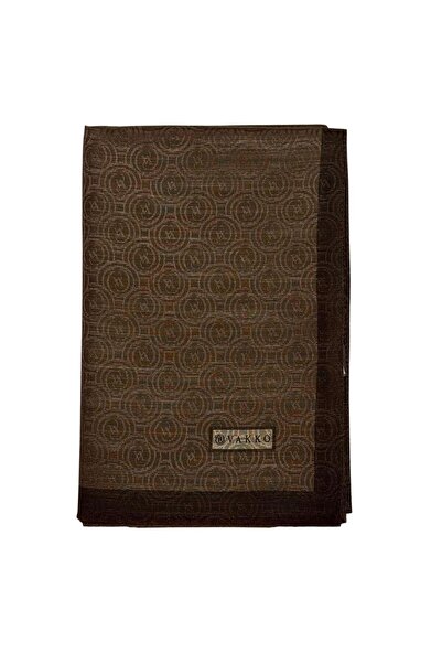 Vakko Pamuk İpek Monogram Şal 041728-kahve