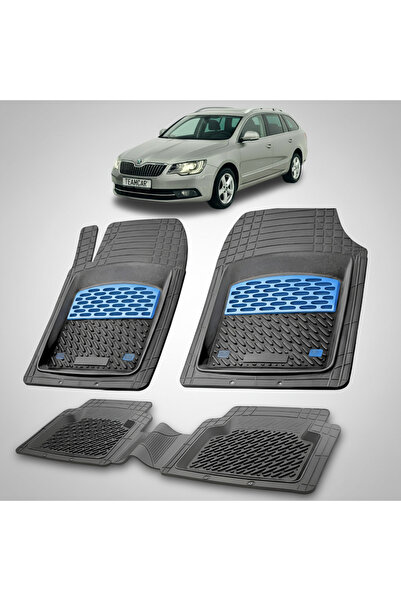 TEAMCAR Πατάκια δαπέδου συμβατά με Skoda Superb II Combi 2013-2015 | Μπλε