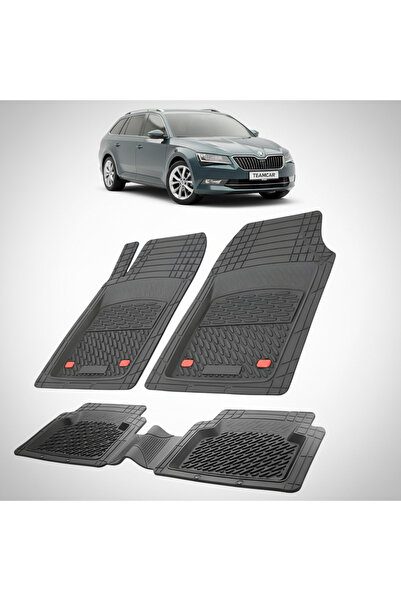 TEAMCAR Πατάκια δαπέδου συμβατά με Skoda Superb III Combi 2015-2019 | Μαύρα