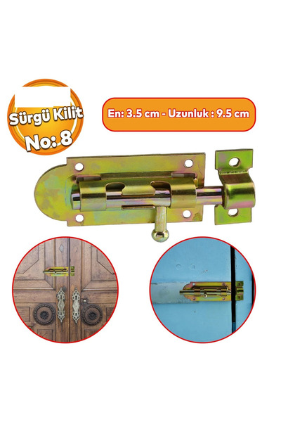 AKN Sürgü Kilit No:8 Kilit Ahşap Pvc Demir Kapı Pencere Sürgüsü Emniyet Kilid...