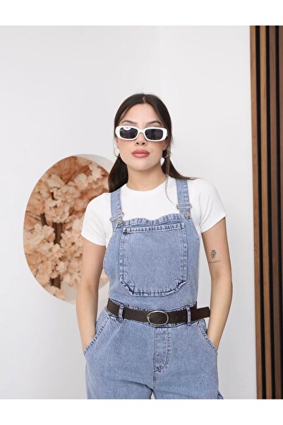mylunessa Kemerli Açık Mavi Denim Salopet Tulum