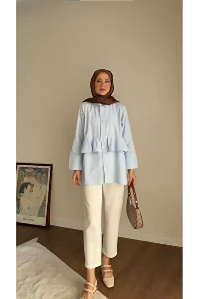 RFK Butik Women's Alerli Seyyar Belt Pack Poplin Shirt Tunic - Blue