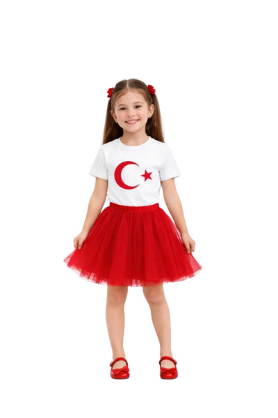 Lily and Co Lily Co Turkish Flag Printed Kids T-Shirt