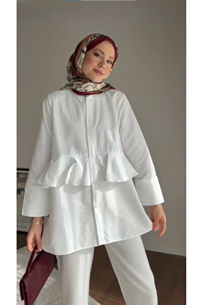 RFK Butik Women's Alerli Seyyar Belt Pack Poplin Shirt Tunic - White
