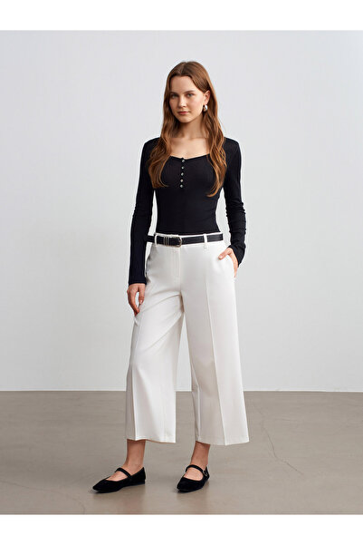 Dilvin 72640 Düz Paça Pantolon-Açık Taş